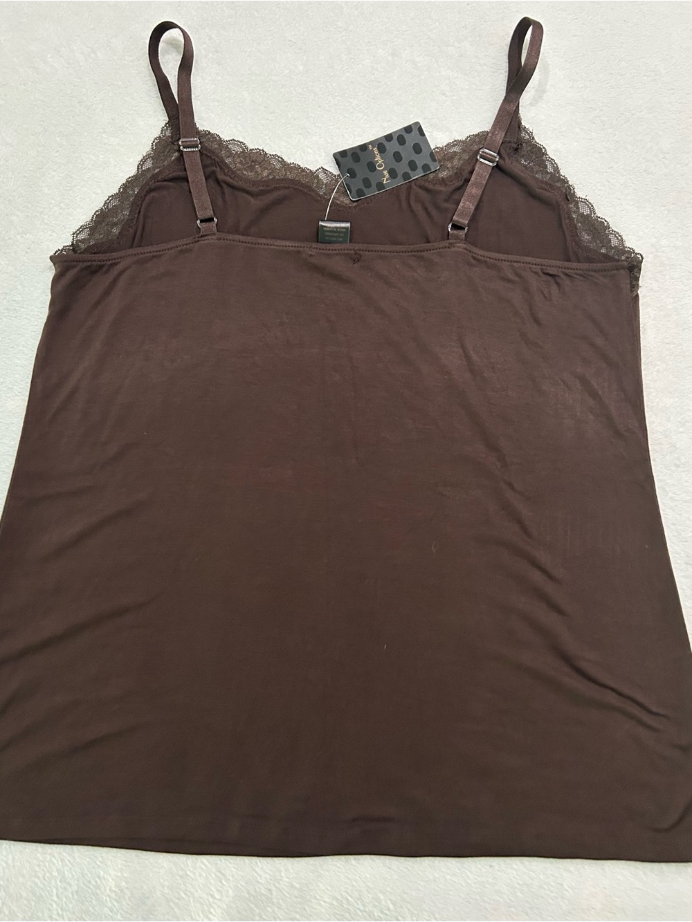Nue Option Brown Lace Trim Camisole Top Y2K Coquette Preppy Coastal Size XL NWT - Picture 8 of 9